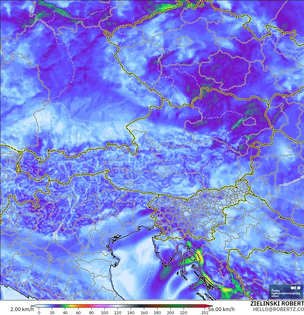 ALADIN CZ 2.3 км загвар - Австри, Хамгийн Их Салхи