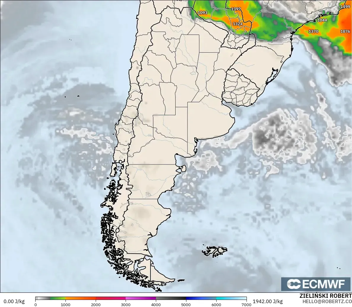 ECMWF IFS 0.25° загвар - Аргентин, CAPE