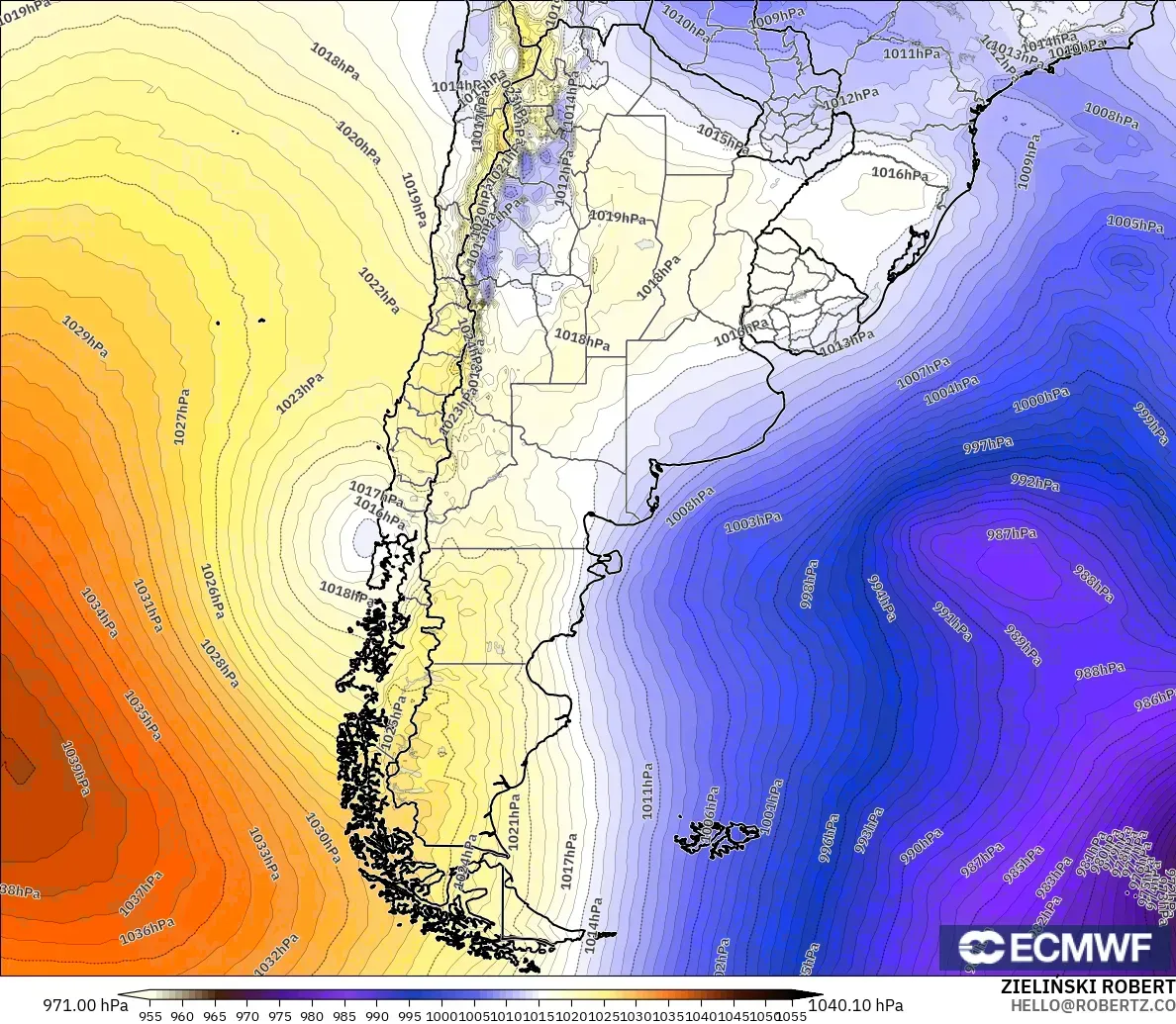 ECMWF IFS 0.25° загвар - Аргентин, Даралт