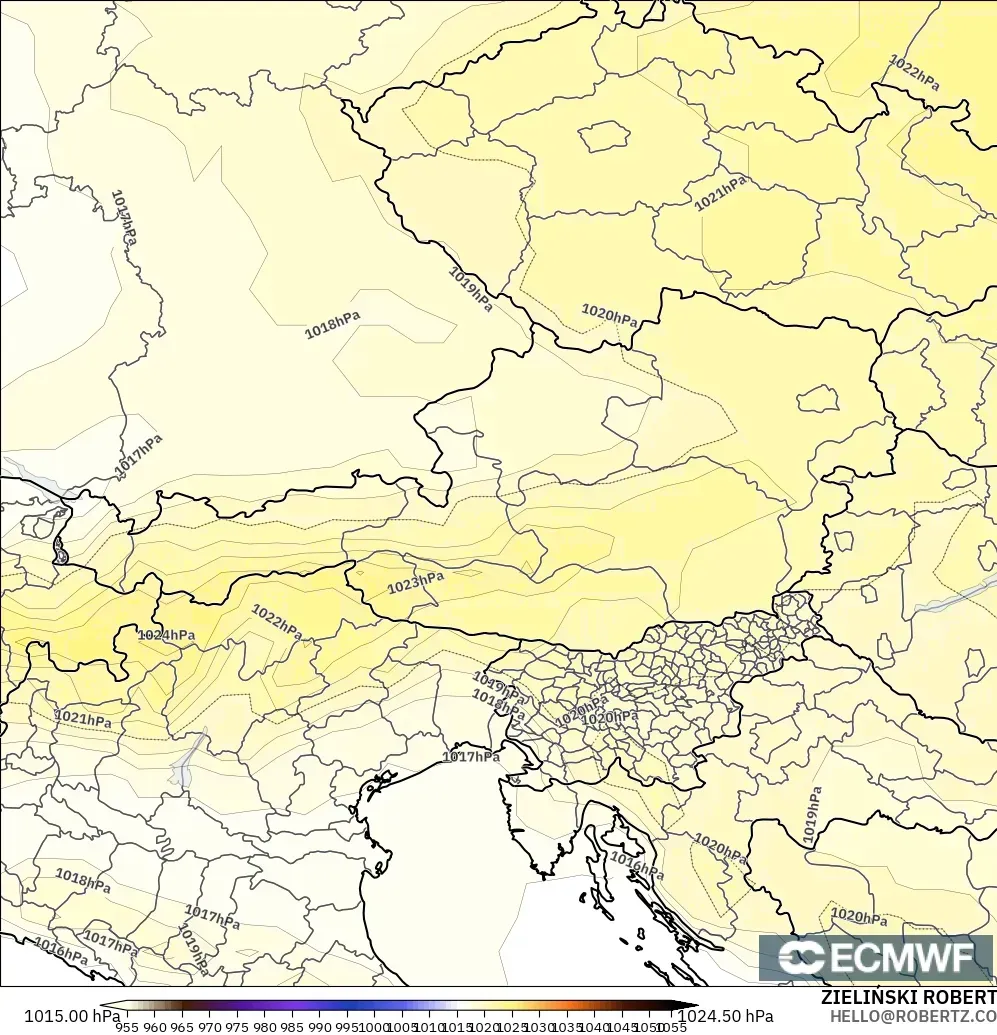 ECMWF IFS 0.25° загвар - Австри, Даралт