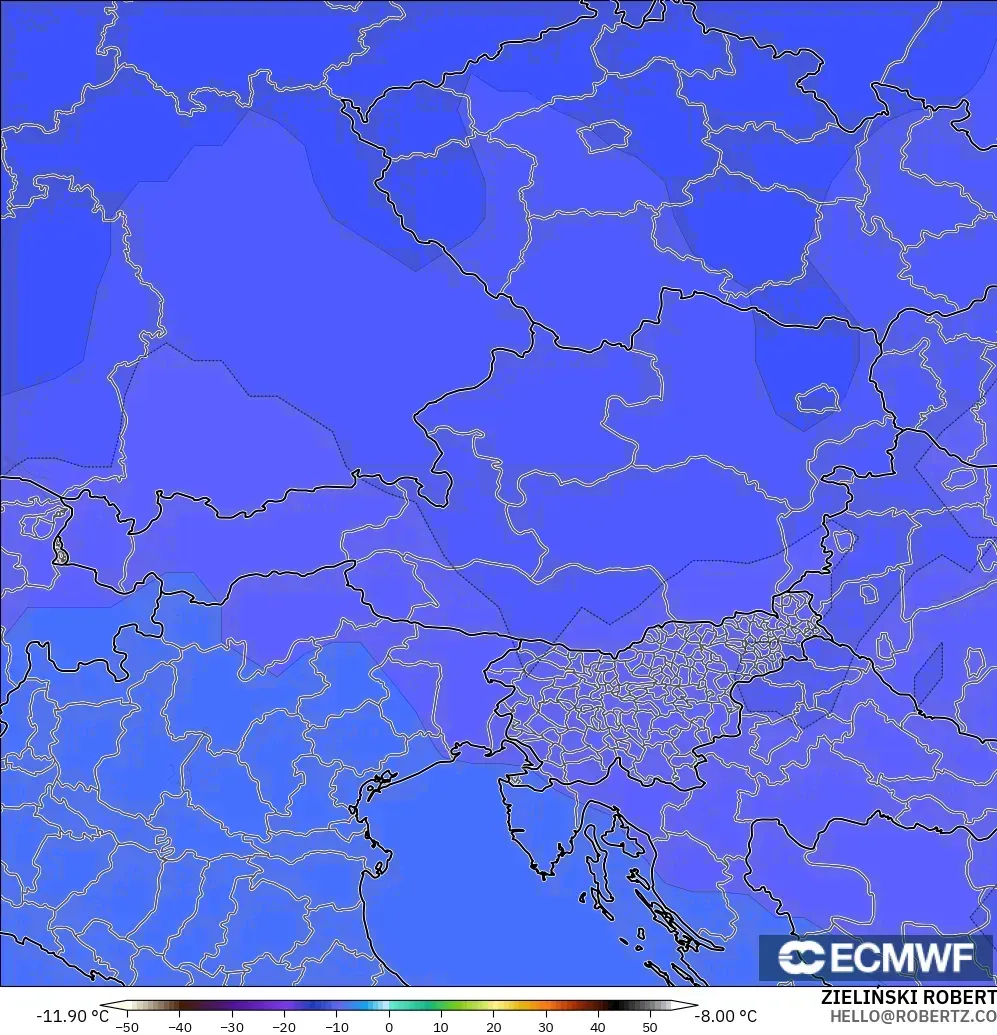 ECMWF IFS 0.25° загвар - Австри, Температур 500 hPa