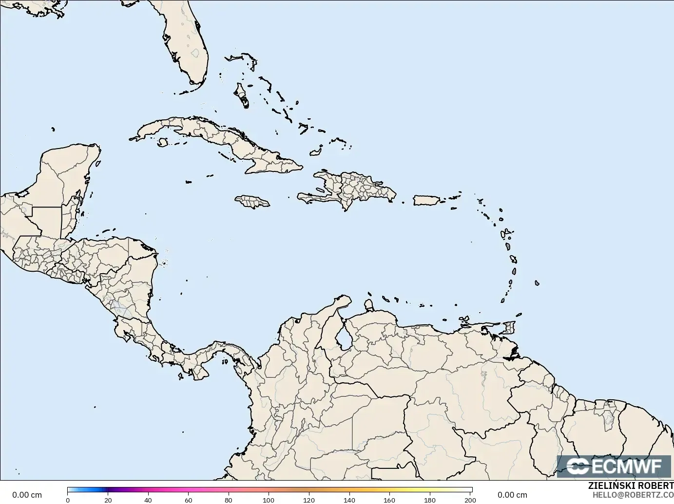 ECMWF IFS 0.25° загвар - Карибын тэнгис, Цасны Зузаан