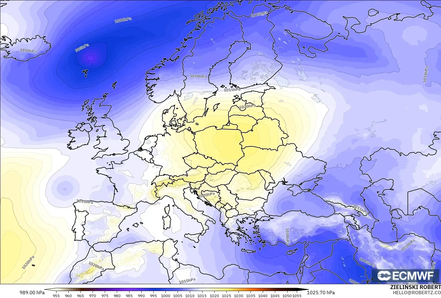 ECMWF IFS 0.25° загвар - Европ, Даралт