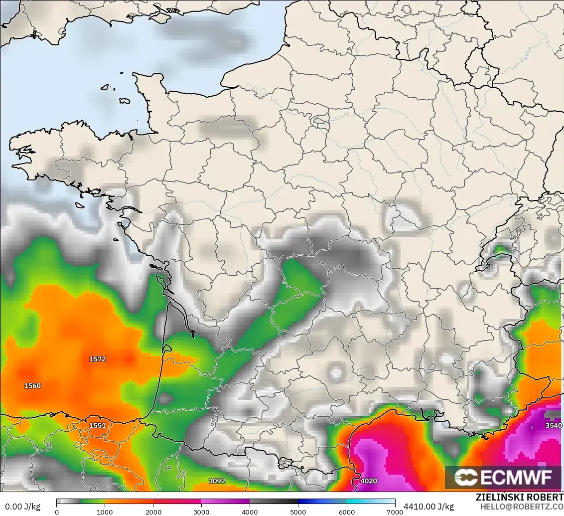 ECMWF IFS 0.25° загвар - Франц, CAPE