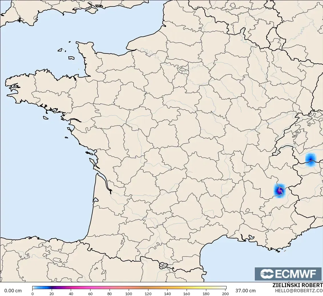 ECMWF IFS 0.25° загвар - Франц, Цасны Зузаан