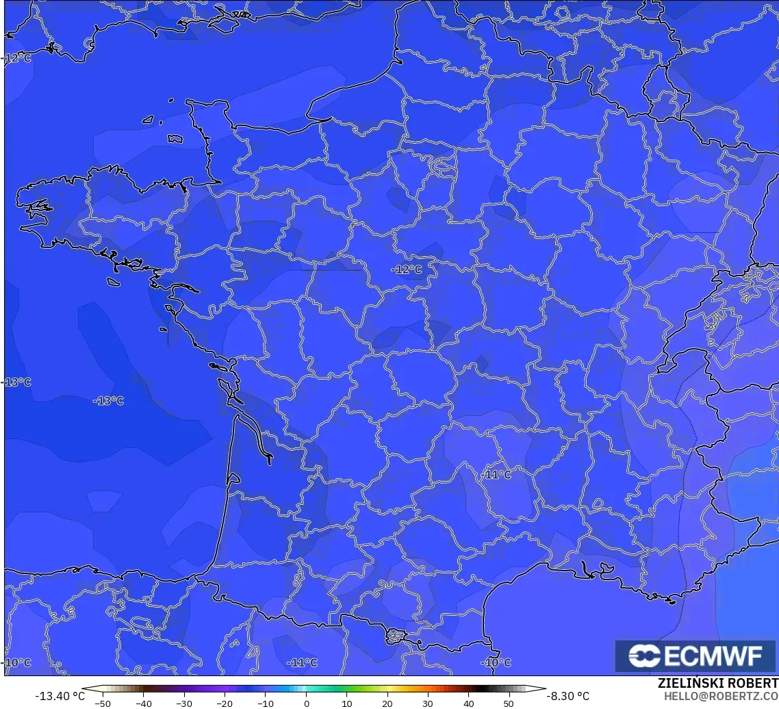 ECMWF IFS 0.25° загвар - Франц, Температур 500 hPa