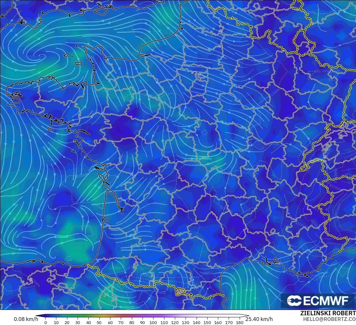 ECMWF IFS 0.25° загвар - Франц, Салхи 10 м