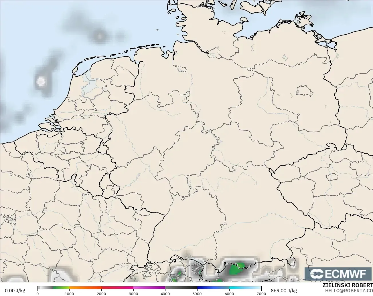 ECMWF IFS 0.25° загвар - Герман, CAPE
