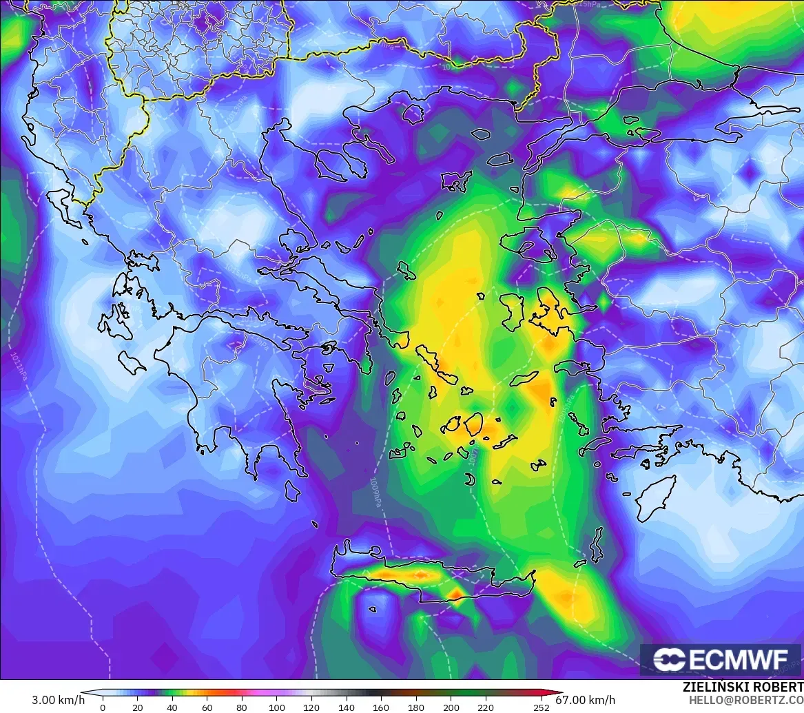 ECMWF IFS 0.25° загвар - Грек, Салхины Ширүүн Нөлөөлөл