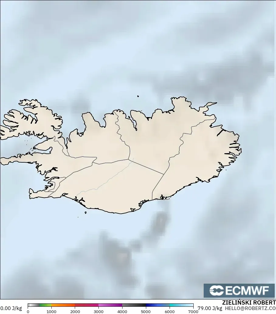 ECMWF IFS 0.25° загвар - Исланд, CAPE