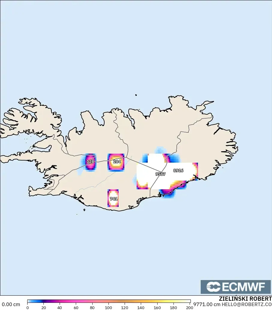 ECMWF IFS 0.25° загвар - Исланд, Цасны Зузаан