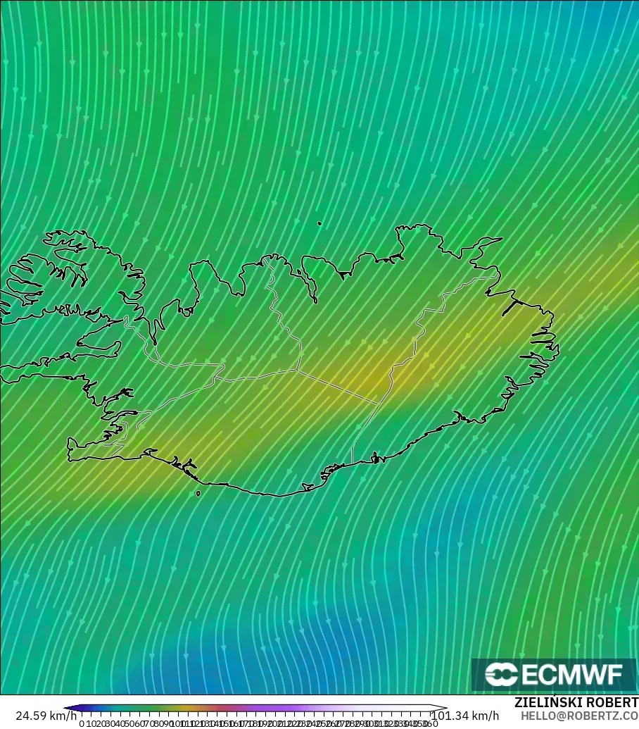 ECMWF IFS 0.25° загвар - Исланд, Салхи 300 hPa (түншил)
