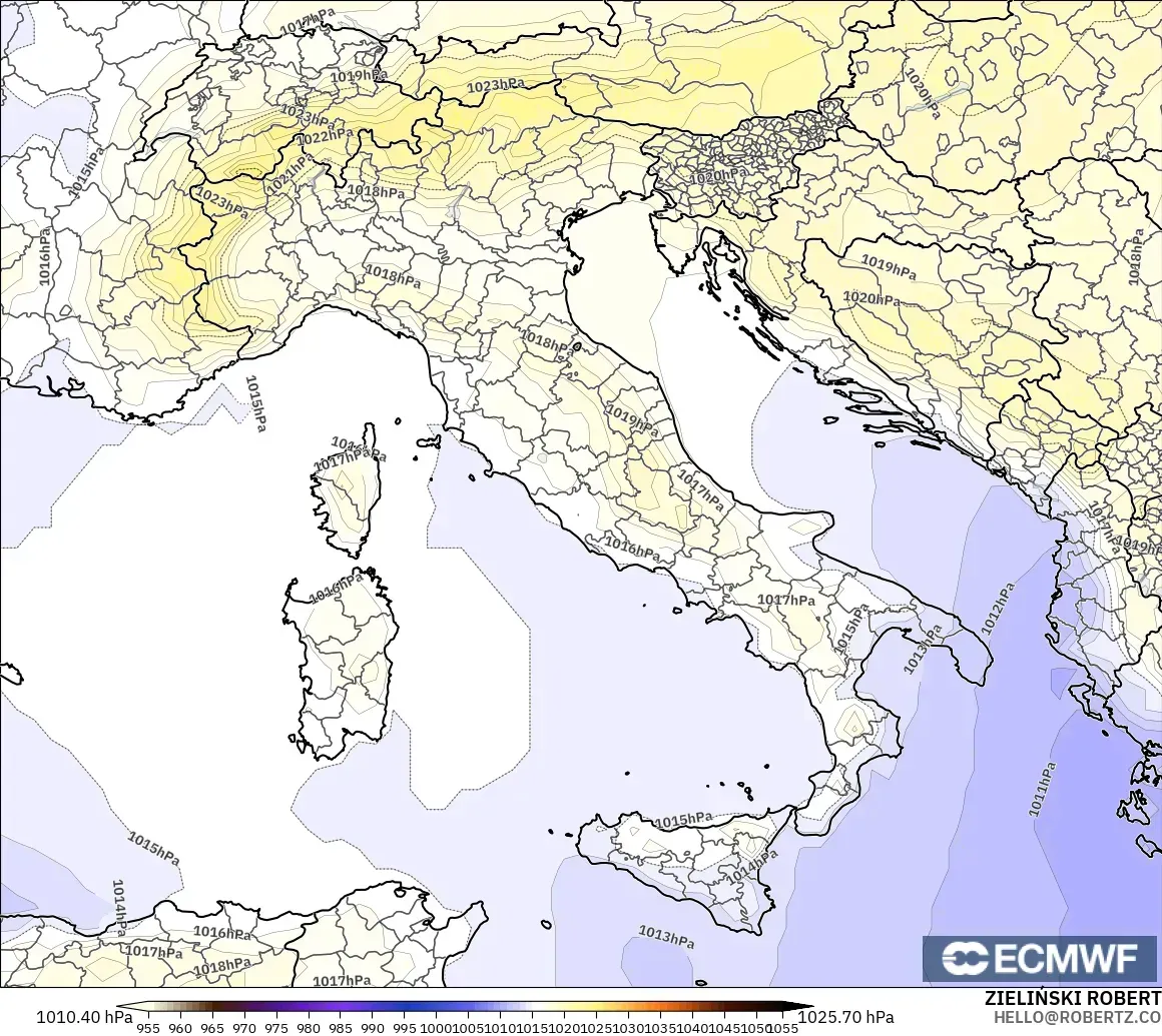 ECMWF IFS 0.25° загвар - Итали, Даралт