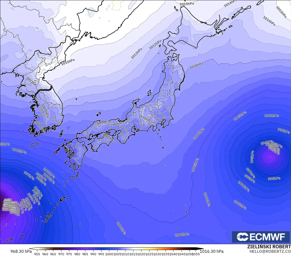 ECMWF IFS 0.25° загвар - Япон, Даралт