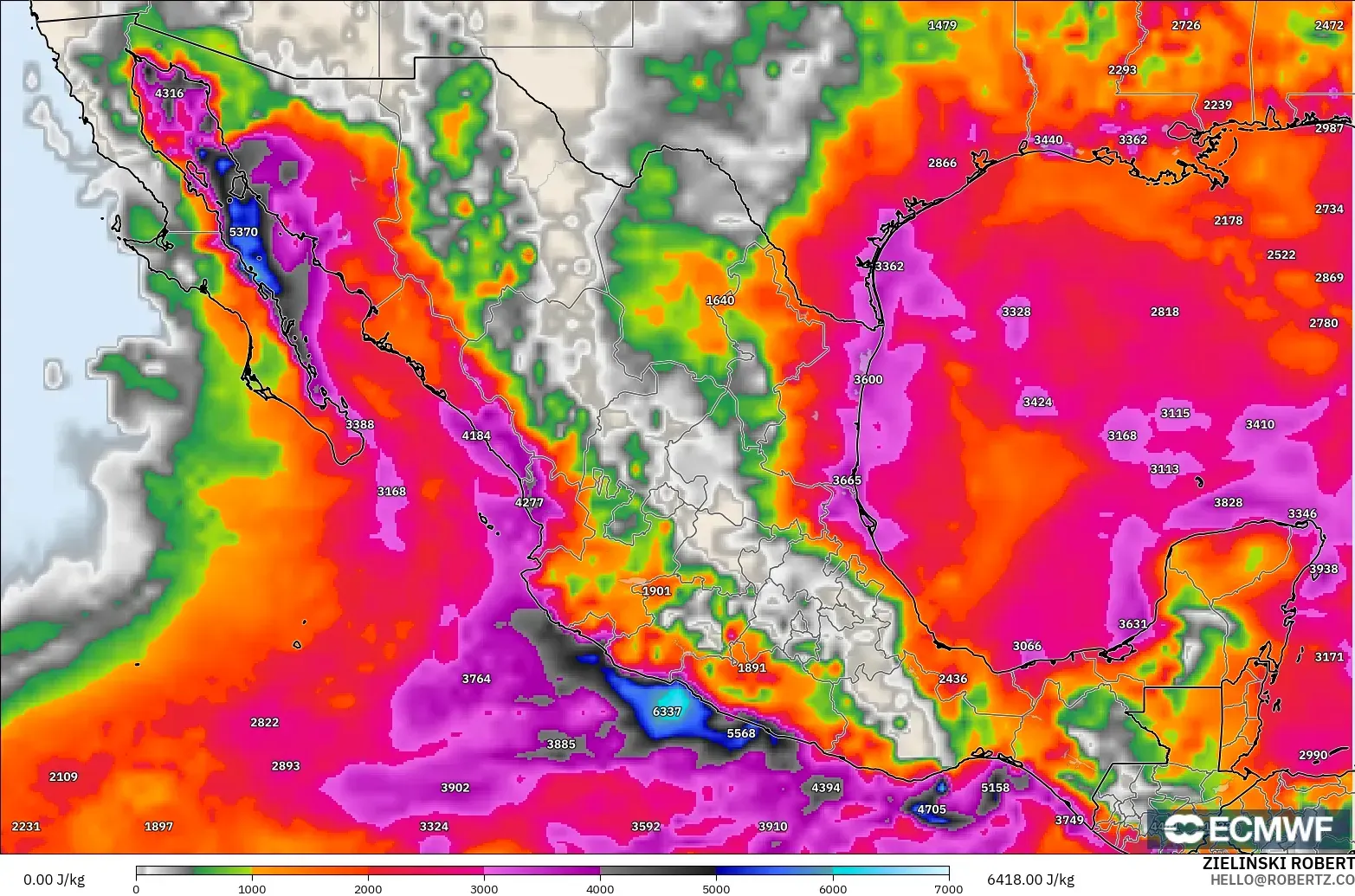 ECMWF IFS 0.25° загвар - Мексик, CAPE