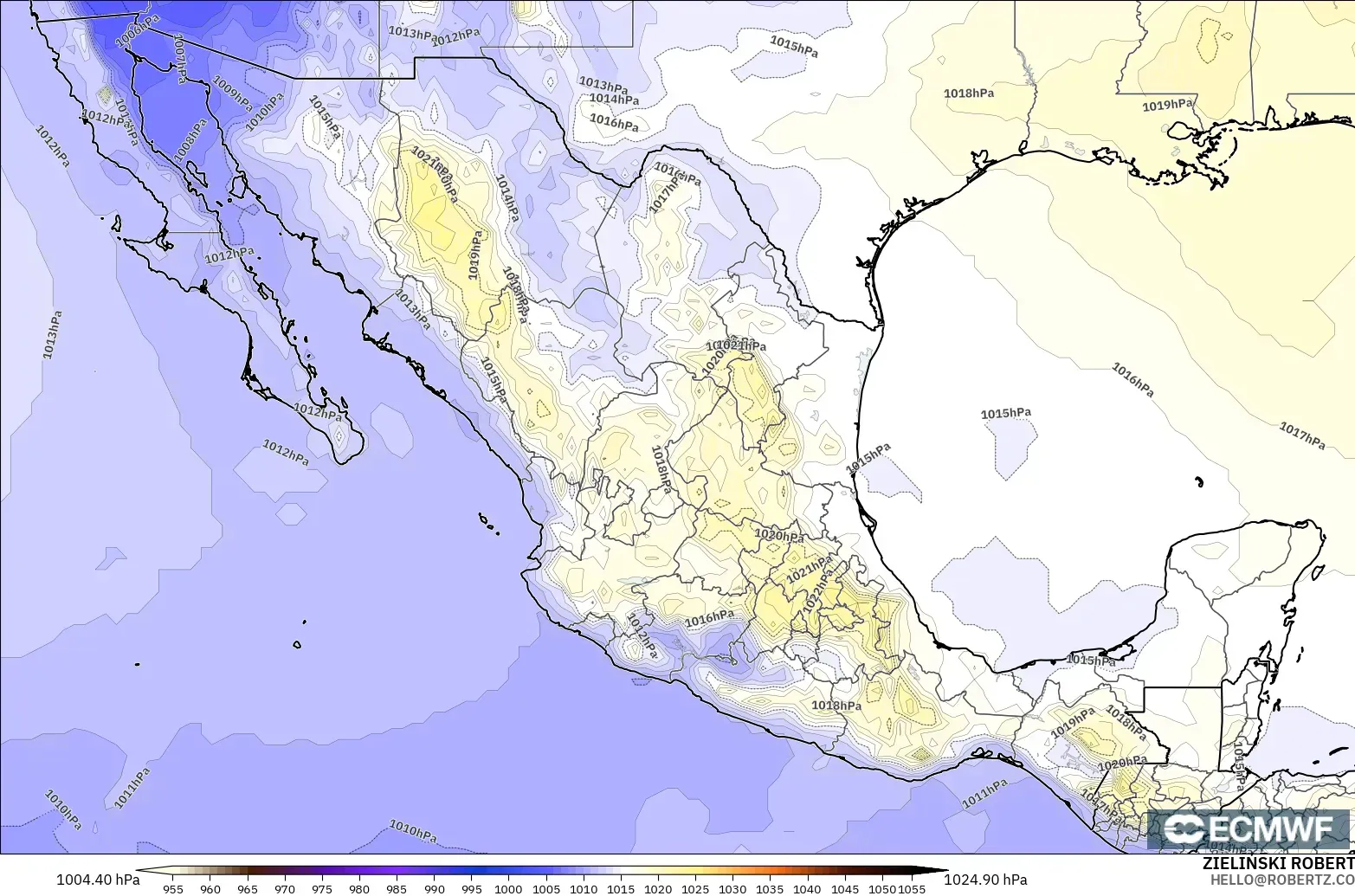 ECMWF IFS 0.25° загвар - Мексик, Даралт