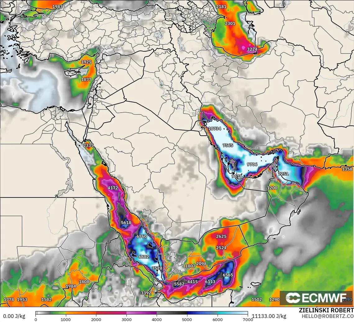 ECMWF IFS 0.25° загвар - Ойрх Дорнод, CAPE
