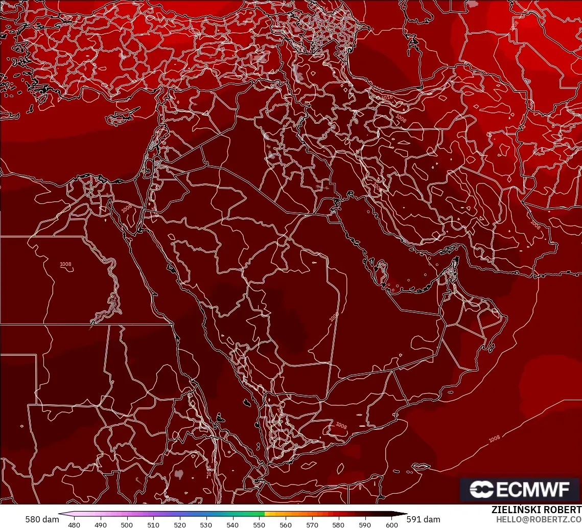 ECMWF IFS 0.25° загвар - Ойрх Дорнод, 500 гПа дахь геопотенциал өндөр