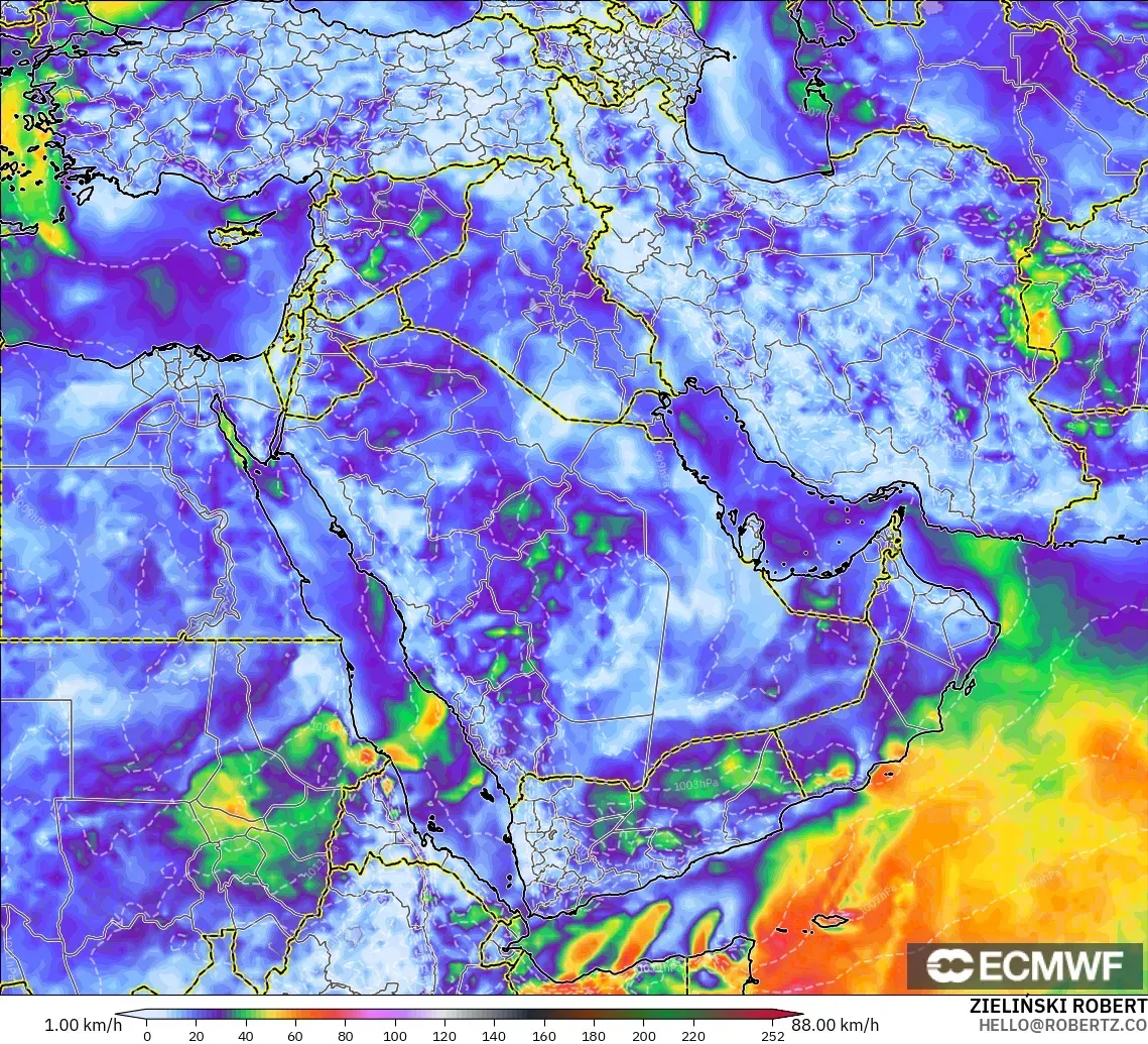 ECMWF IFS 0.25° загвар - Ойрх Дорнод, Хамгийн Их Салхи