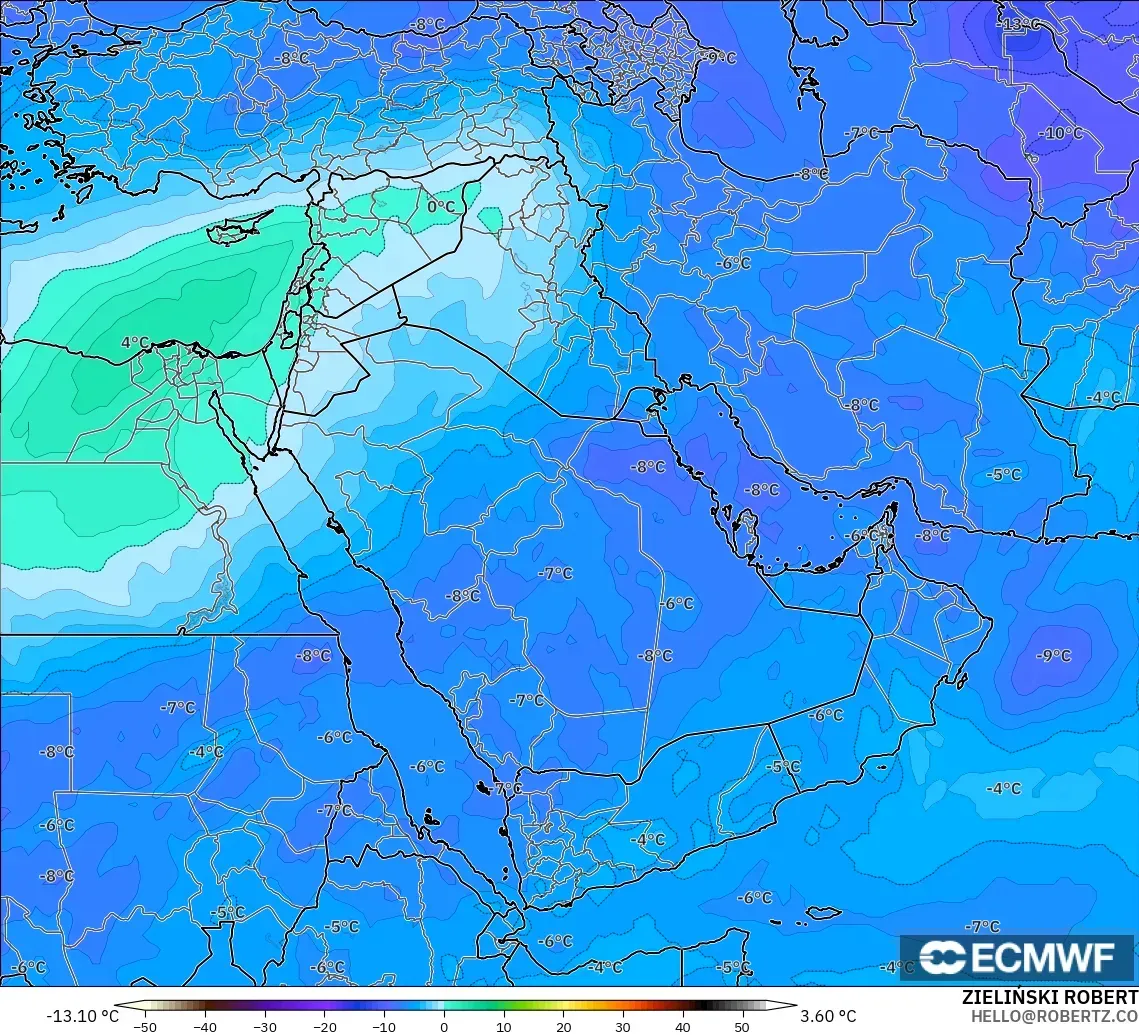 ECMWF IFS 0.25° загвар - Ойрх Дорнод, Температур 500 hPa