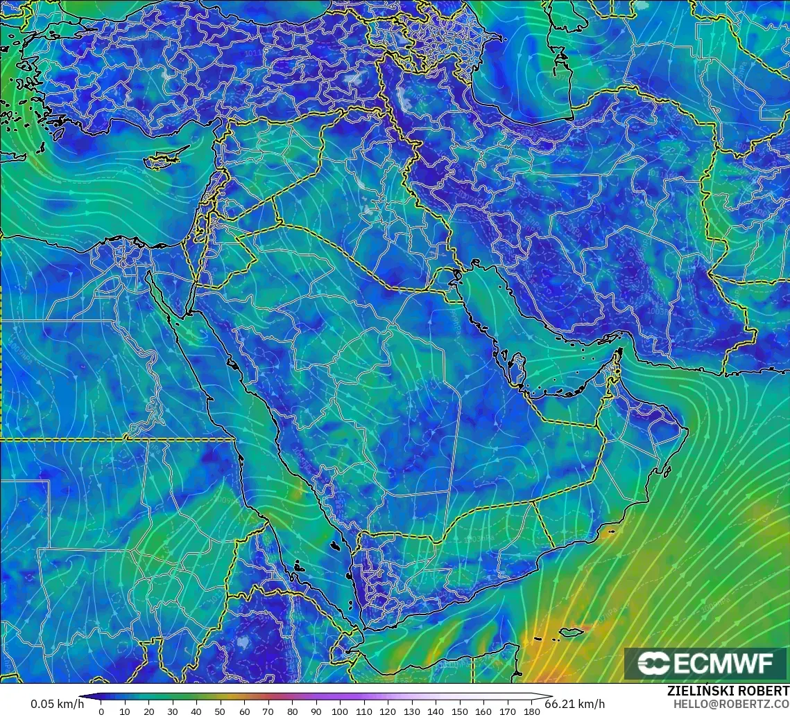 ECMWF IFS 0.25° загвар - Ойрх Дорнод, Салхи 10 м