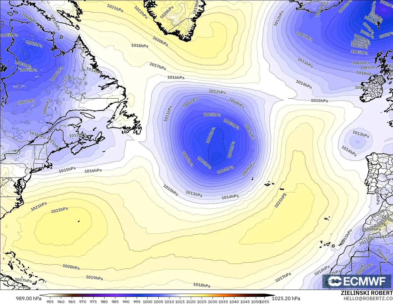 ECMWF IFS 0.25° загвар - Хойд Атлантик, Даралт