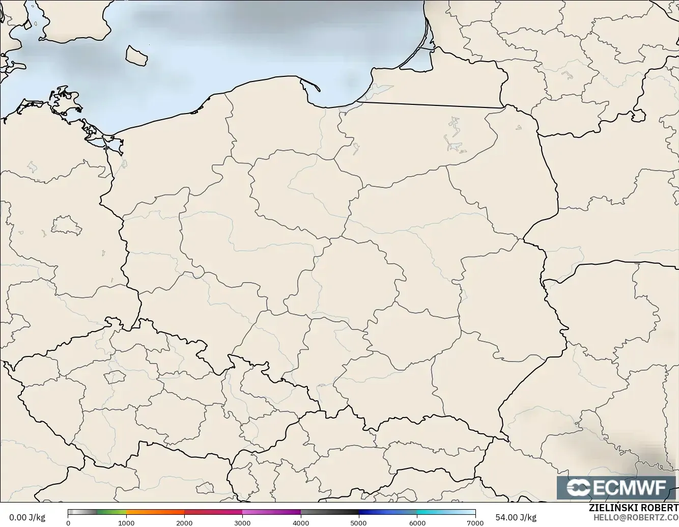 ECMWF IFS 0.25° загвар - Польш, CAPE