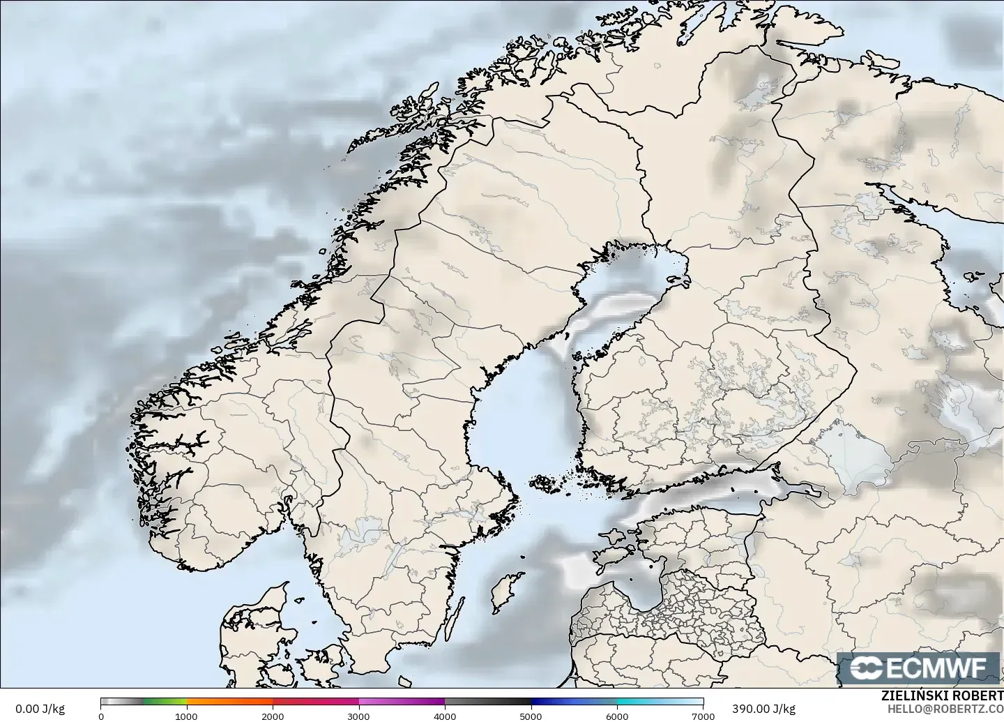 ECMWF IFS 0.25° загвар - Скандинав, CAPE