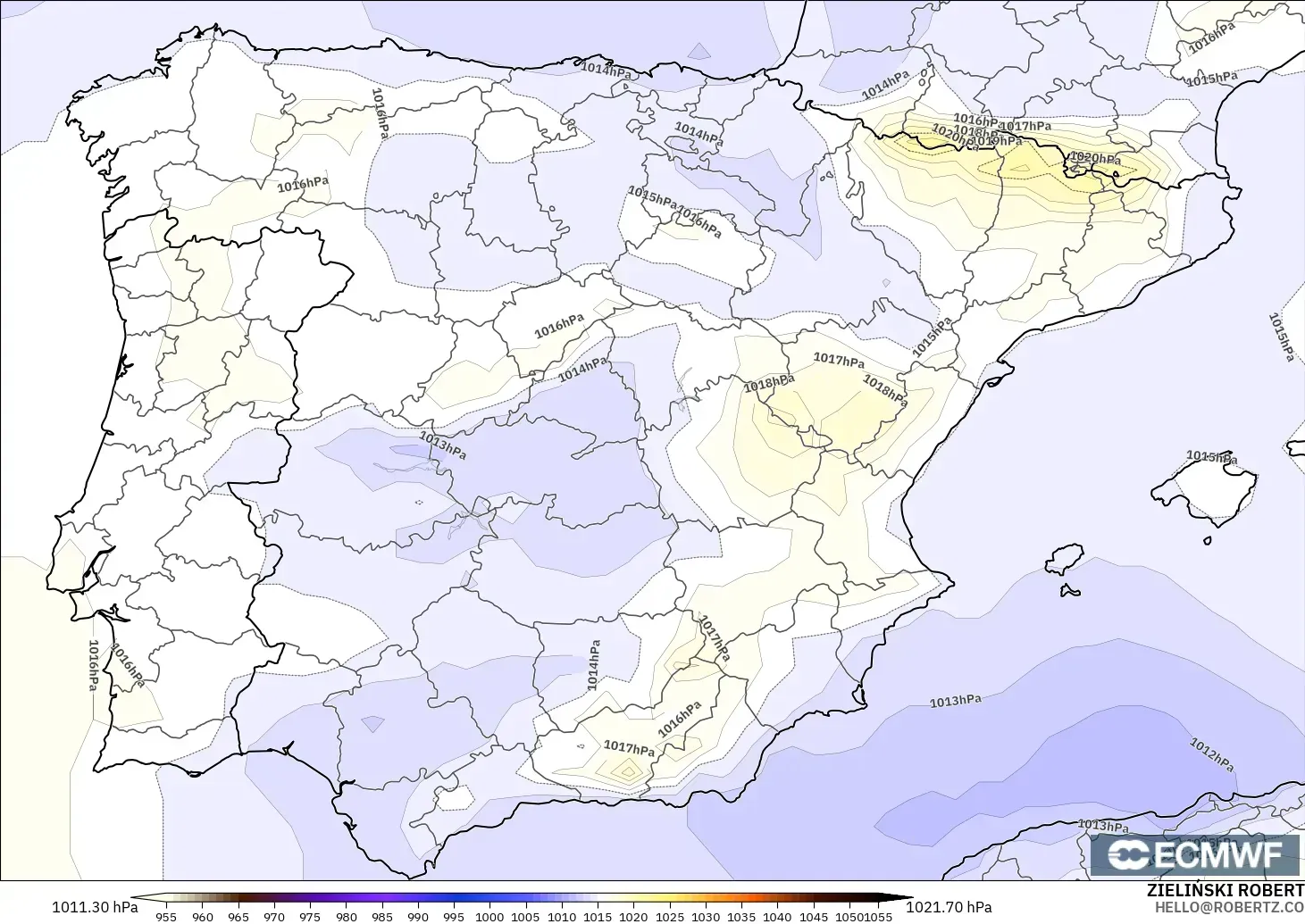 ECMWF IFS 0.25° загвар - Испани, Даралт