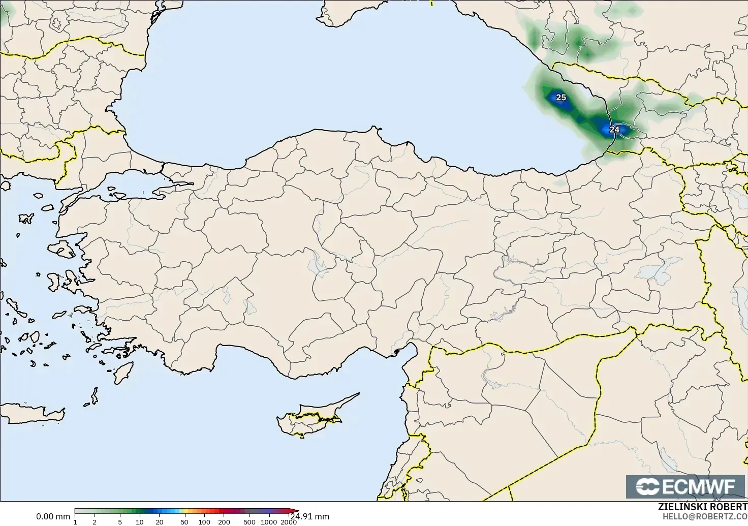 ECMWF IFS 0.25° загвар - Турк, Хур Тунадас Хуримтлал