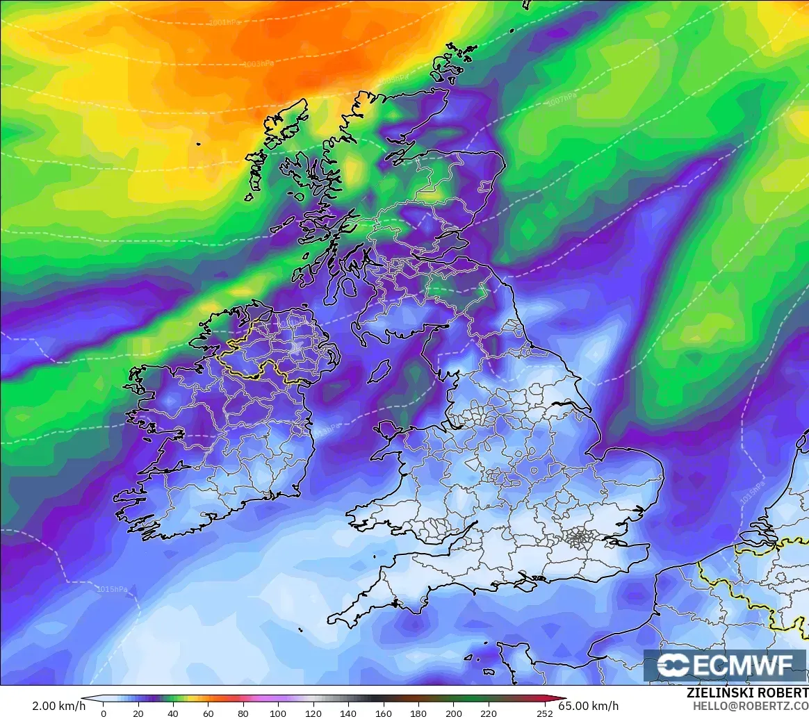 ECMWF IFS 0.25° загвар - Их Британи, Хамгийн Их Салхи