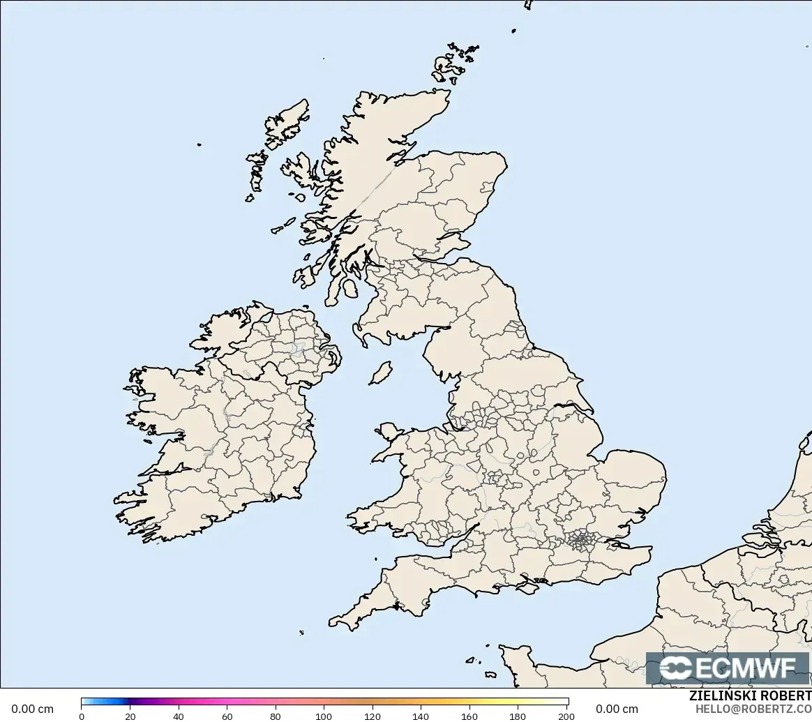 ECMWF IFS 0.25° загвар - Их Британи, Цасны Зузаан