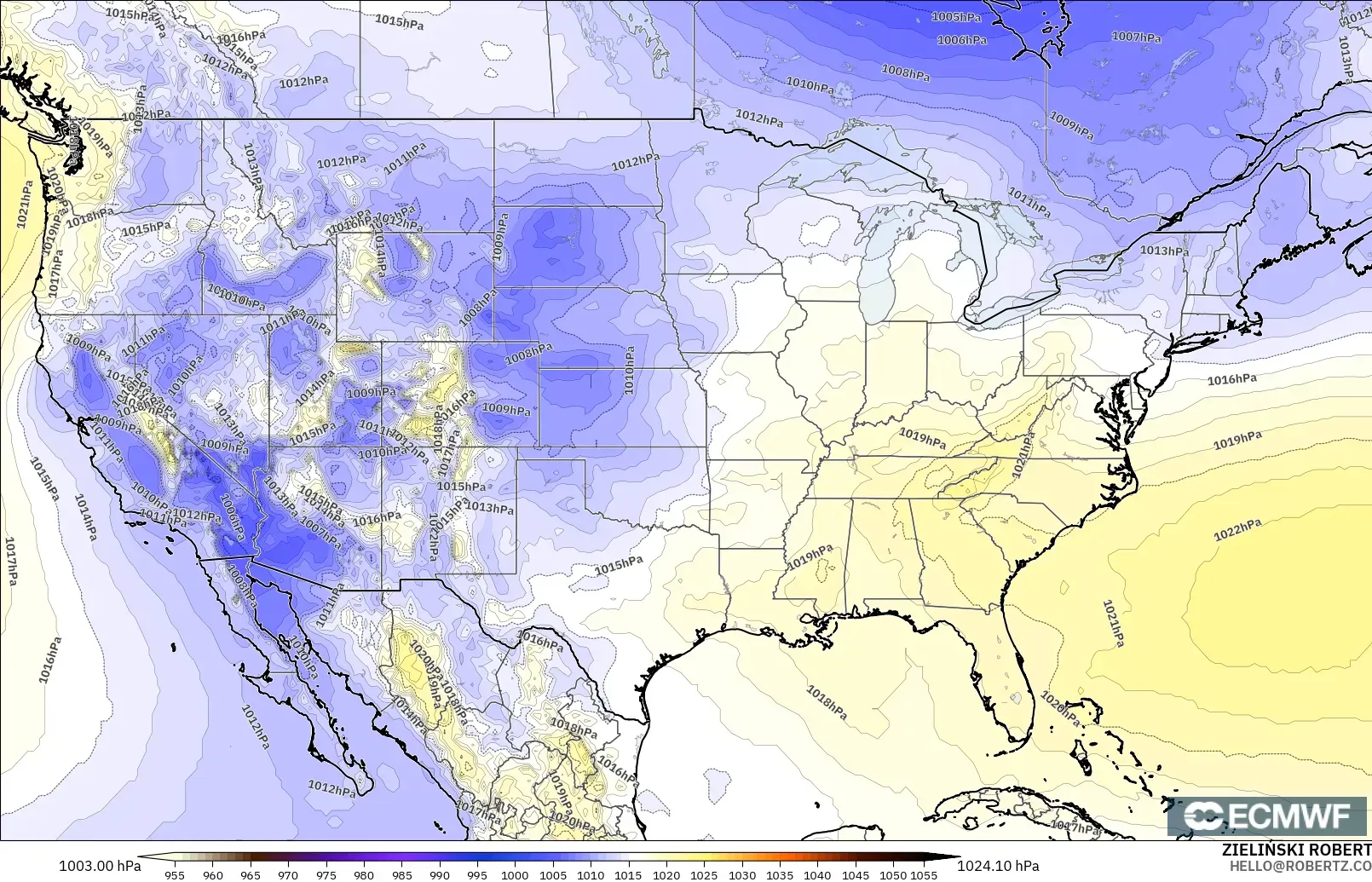 ECMWF IFS 0.25° загвар - АНУ, Даралт