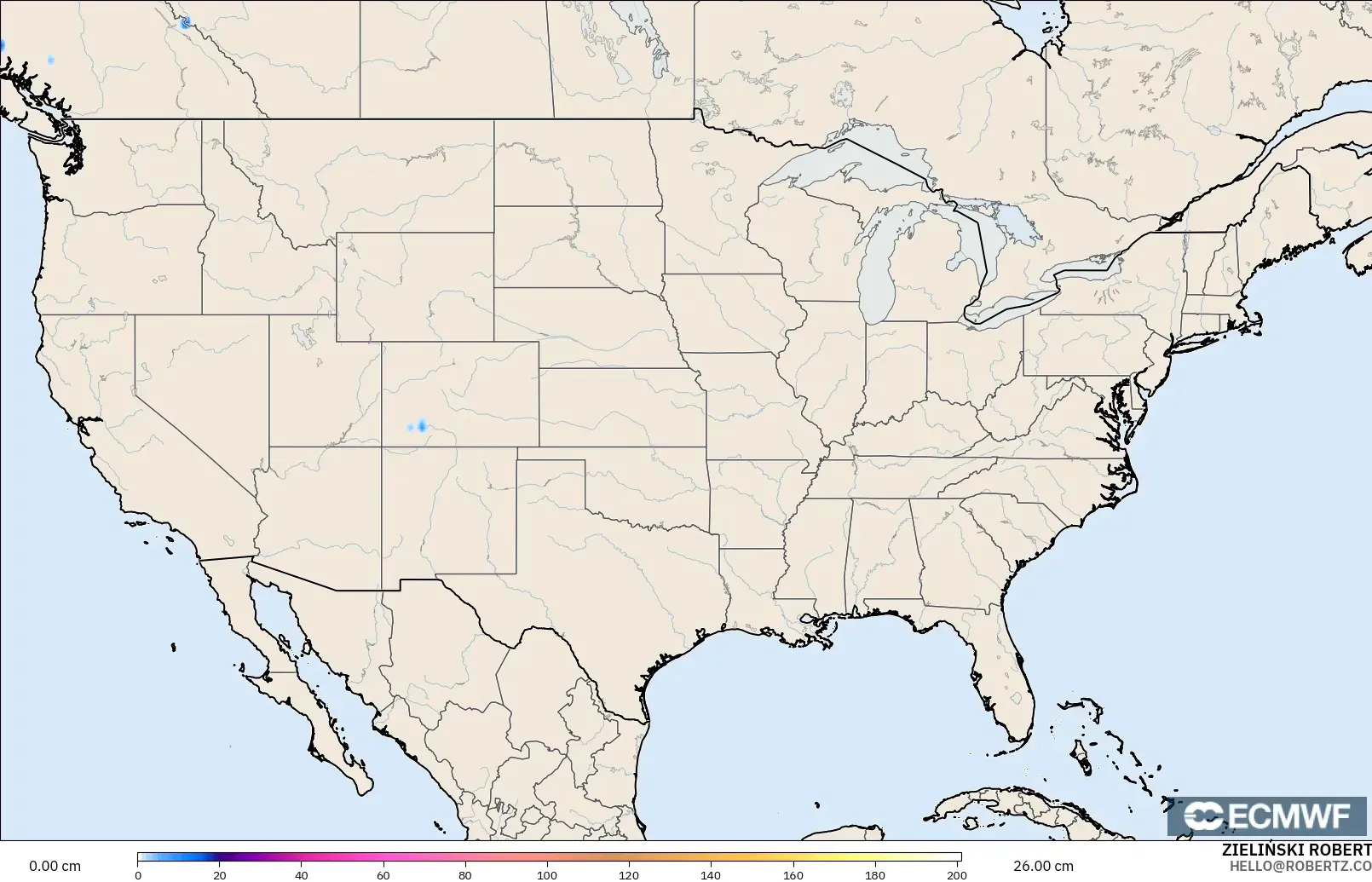 ECMWF IFS 0.25° загвар - АНУ, Цасны Зузаан