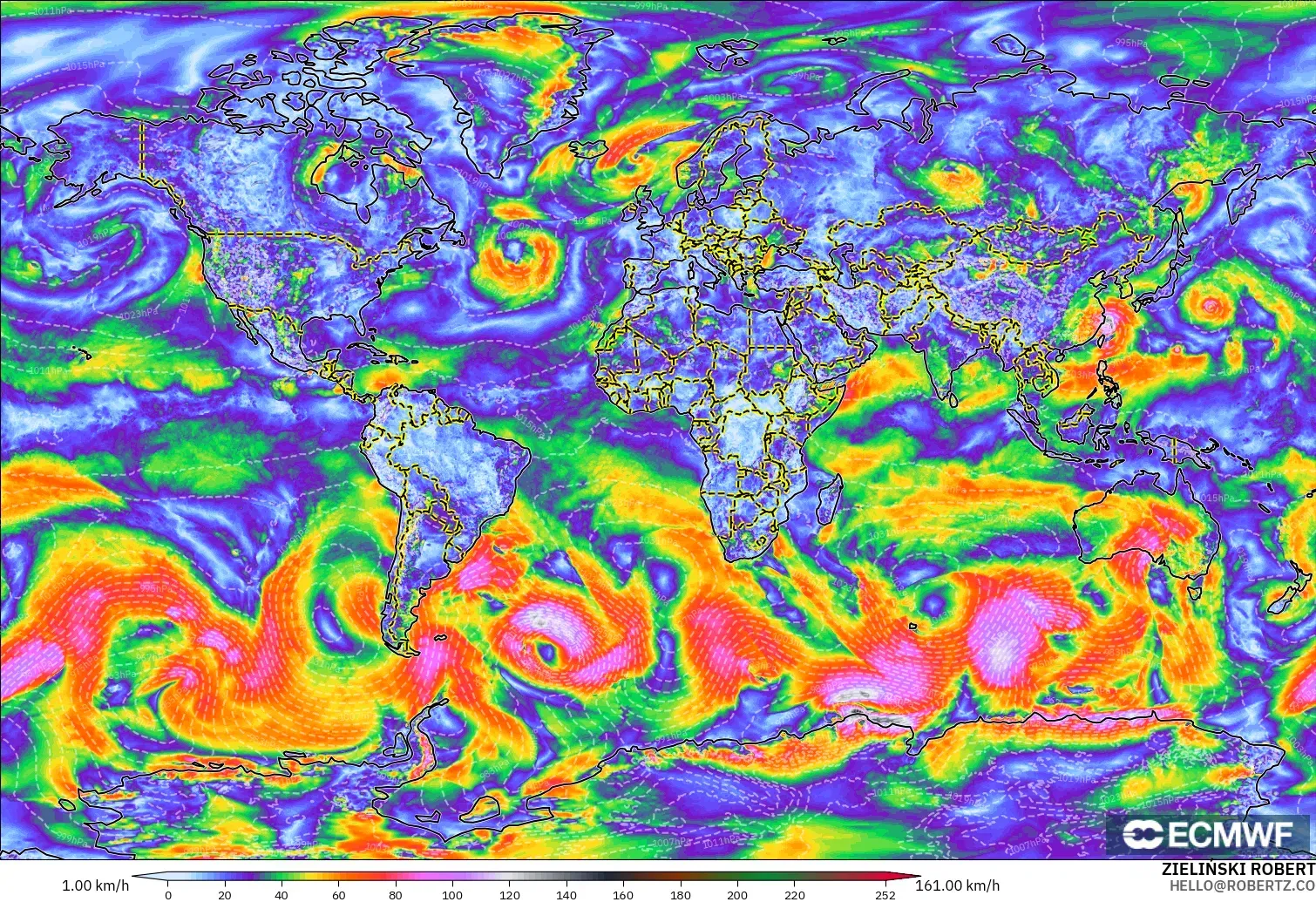 ECMWF IFS 0.25° загвар - Дэлхий, Салхины Ширүүн Нөлөөлөл