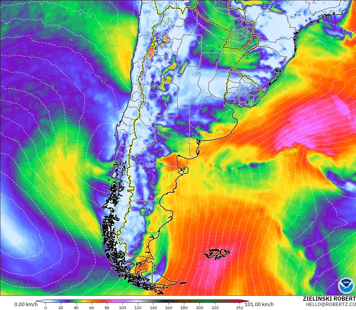 GFS загвар - Аргентин, Салхины Ширүүн Нөлөөлөл
