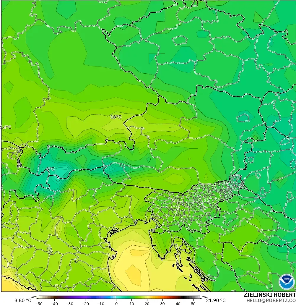 GFS загвар - Австри, Цэгийн Чийг 2 м