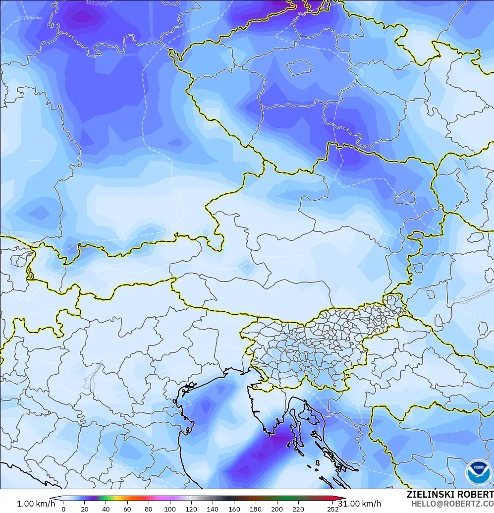 GFS загвар - Австри, Салхины Ширүүн Нөлөөлөл
