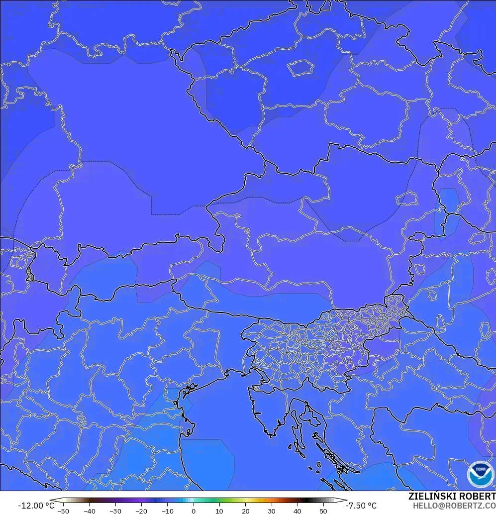 GFS загвар - Австри, Температур 500 hPa