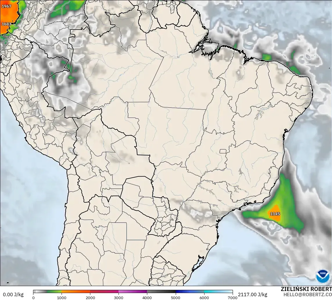 GFS загвар - Бразил, CAPE