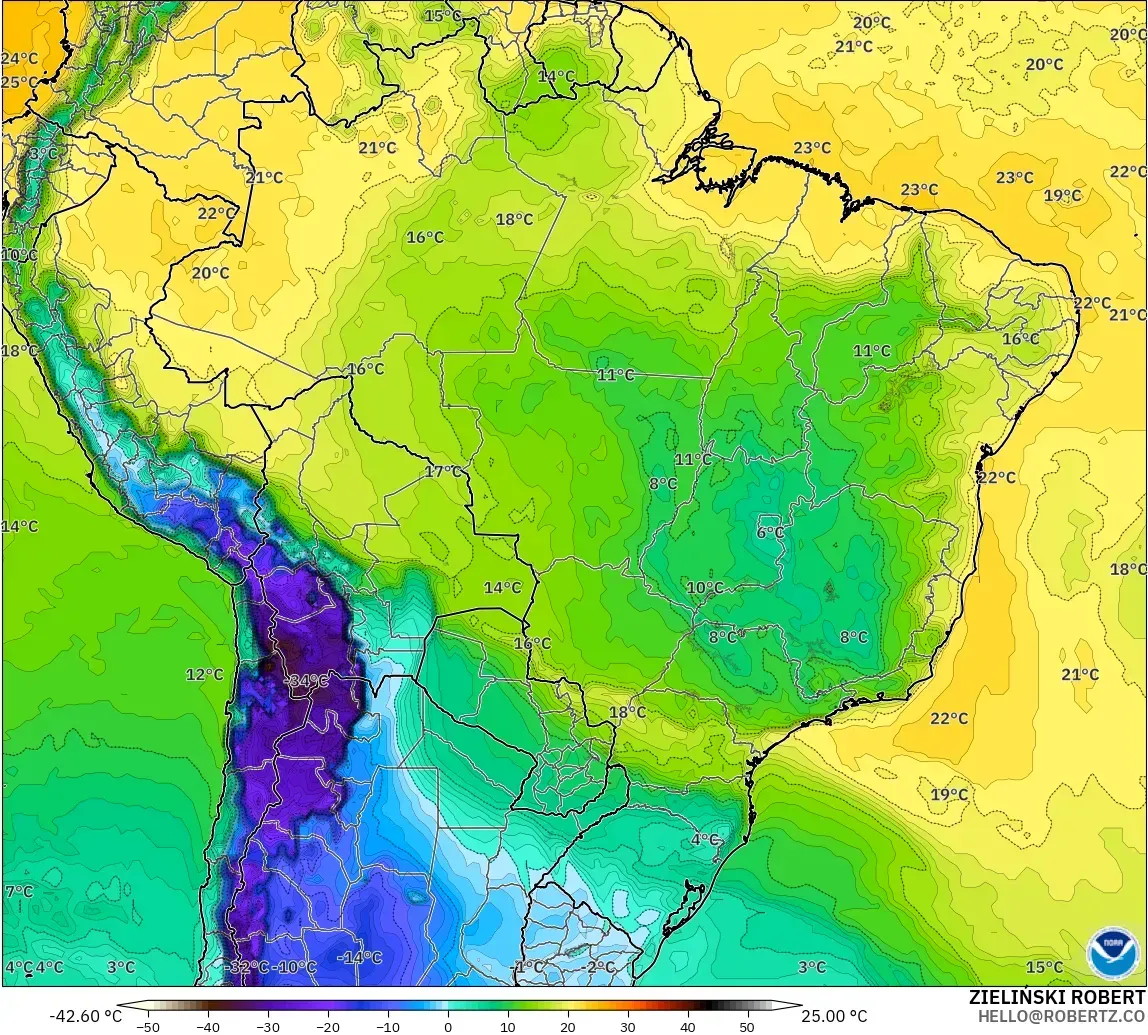 GFS загвар - Бразил, Цэгийн Чийг 2 м