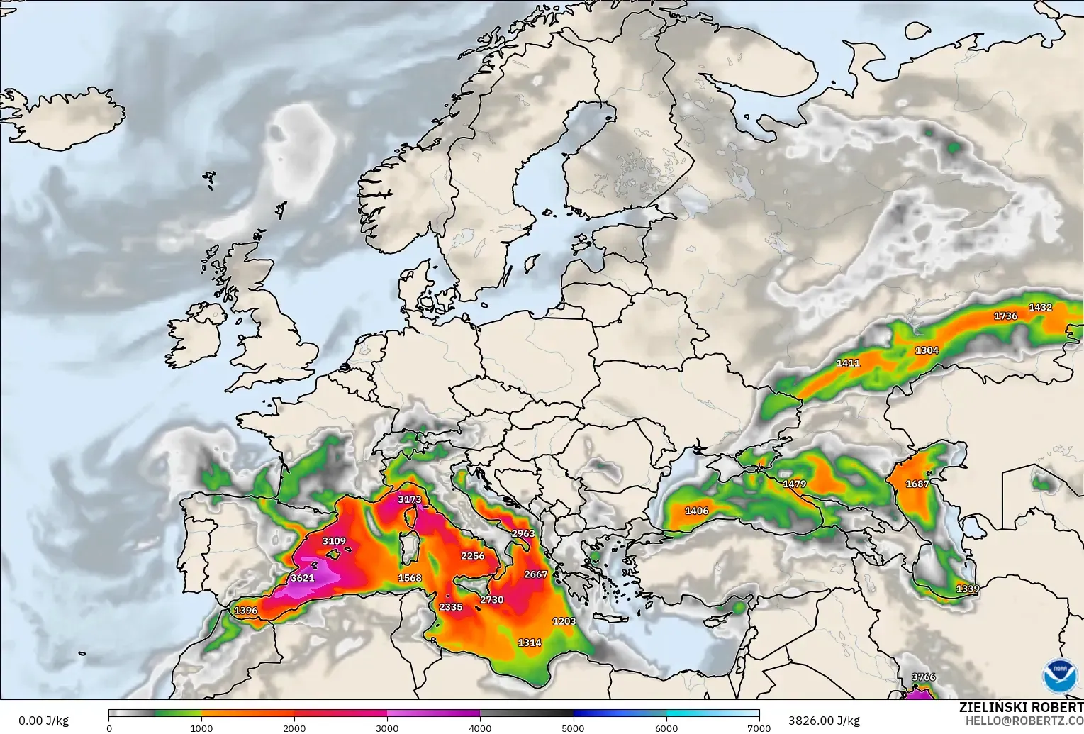 GFS загвар - Европ, CAPE