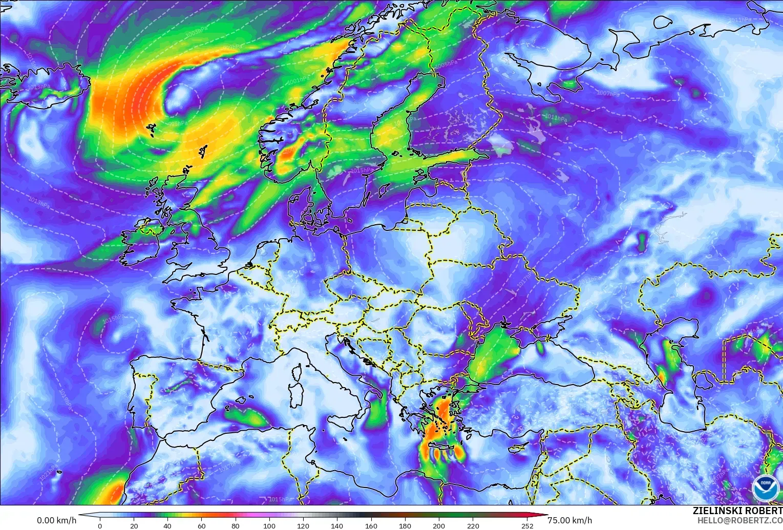 GFS загвар - Европ, Салхины Ширүүн Нөлөөлөл