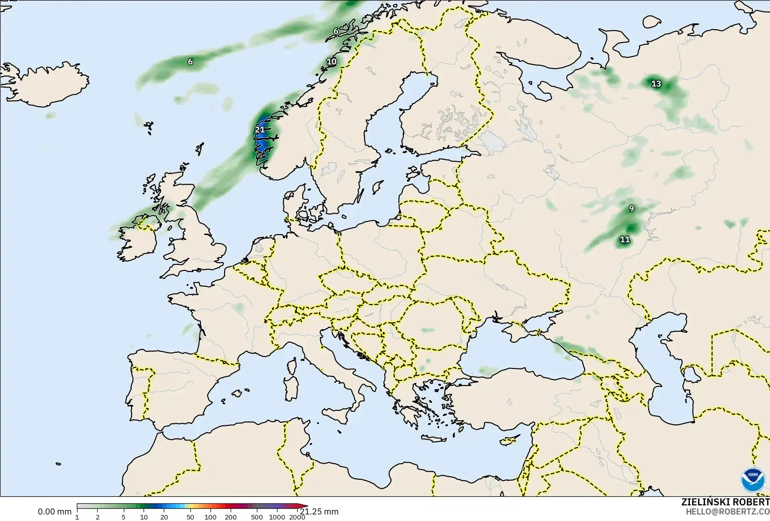 GFS загвар - Европ, Хур Тунадас Хуримтлал