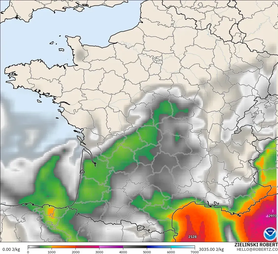 GFS загвар - Франц, CAPE