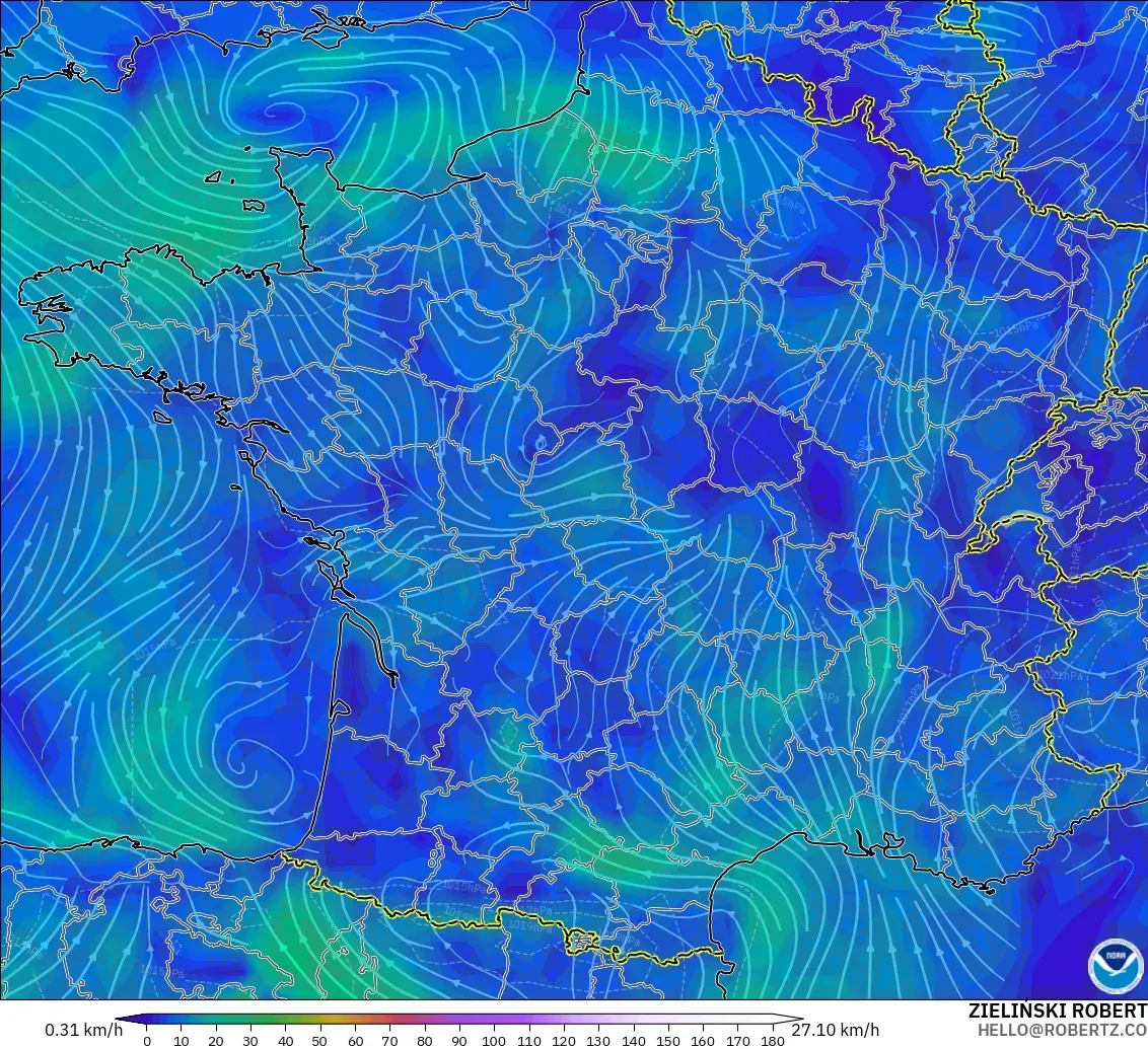 GFS загвар - Франц, Салхи 10 м