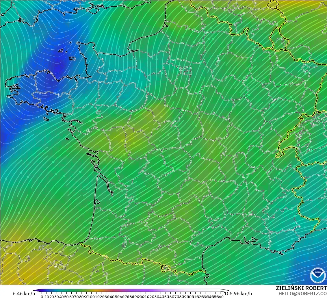 GFS загвар - Франц, Салхи 300 hPa (түншил)