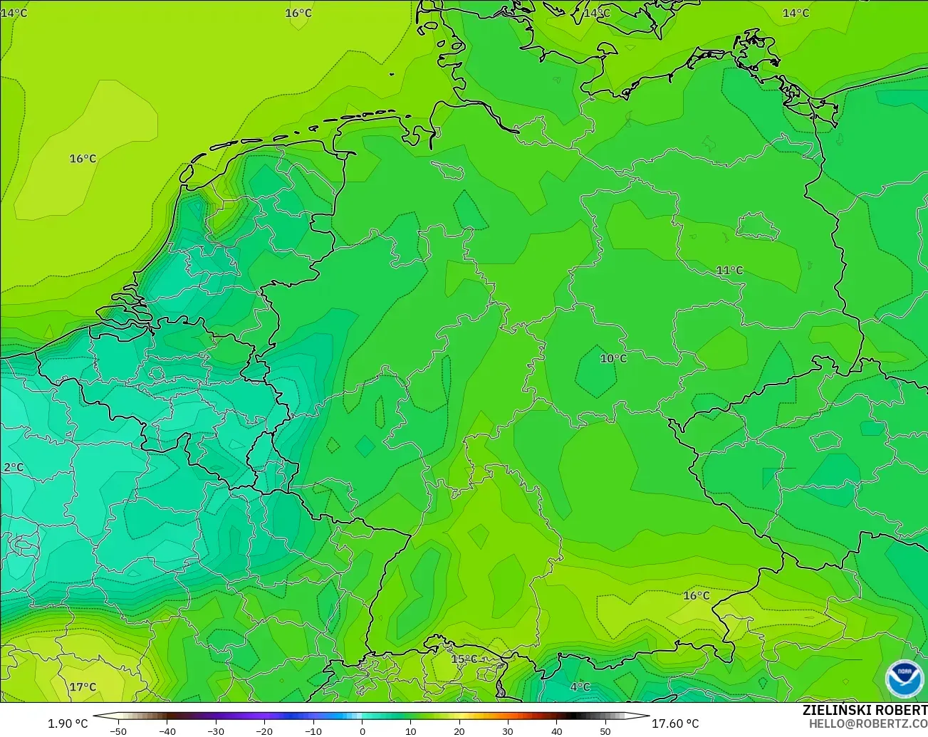 GFS загвар - Герман, Цэгийн Чийг 2 м