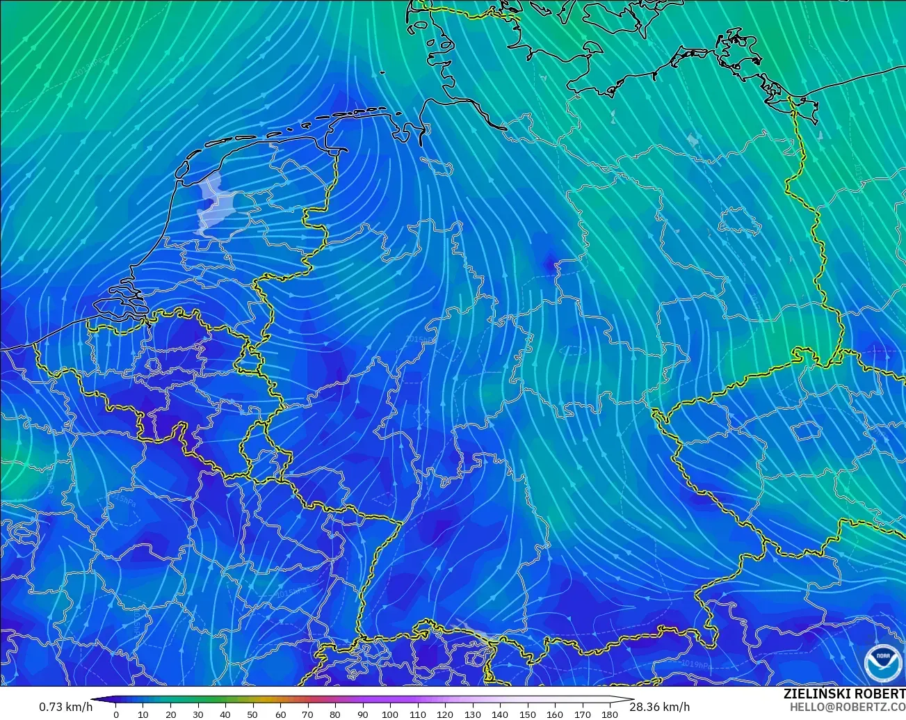 GFS загвар - Герман, Салхи 10 м