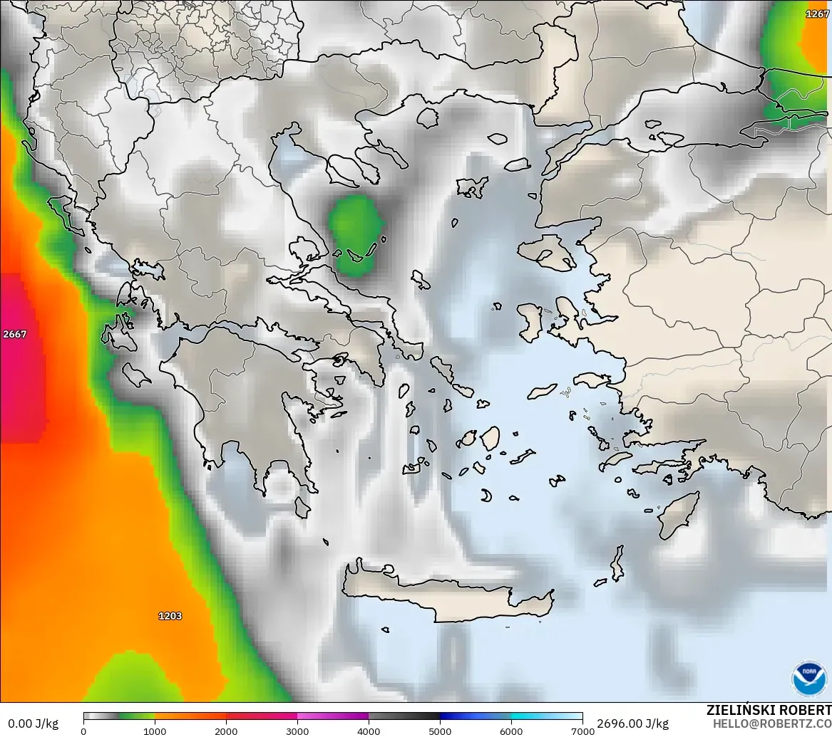 GFS загвар - Грек, CAPE
